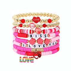 SWEET POLYMER CLAY LOVE PENDANT BRACELET SET_CWMM3523