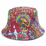 DOUBLE SIDED VINTAGE GRAFFITI PRINT BUCKET HAT_CWAH1546