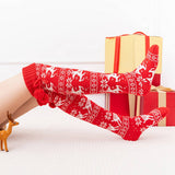 CHRISTMAS ELK BALL LONG KNEE HIGH SOCKS_CWMS0864