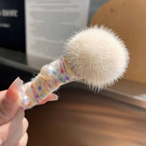 FUZZY MINK FUR BALL HAIR CLIP WINTER DUCKBILL PIN_CWMM2508