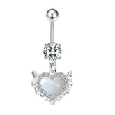 HEART OPAL ZIRCON BELLY BUTTON RING_CWMM9464