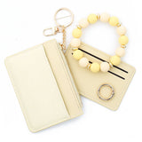 PINK CARD HOLDER WALLET WITH BEADED KEYCHAIN_CWAB4950