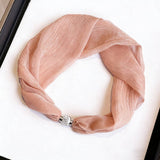 White Pearl Magnetic Skinny Silk Scarf_Cwasc03936