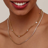 FASHION CUBAN CHAIN ZIRCONIA DOUBLE LAYER NECKLACE_CWMM3641