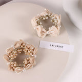 ELEGANT PEARL SATIN BOW ELASTIC HAIR TIE_CWAHA6881