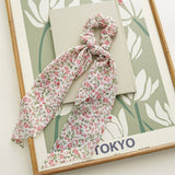 SMALL FRESH FLORAL PLAID RIBBON HAIR TIE_CWAHA1084