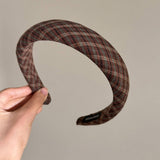 Plaid Sponge Headband Retro College Style_Cwaha07966