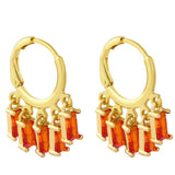 RECTANGULAR COLORED ZIRCON TASSEL EARRINGS_CWAJE1006