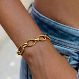MODERN 18K GOLD SILVER ROPE CROSS CHAIN BRACELET_CWAJE4822