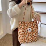 Cwab3899_Corduroy Snap-Button Large-Capacity Shoulder Bag