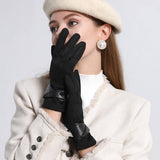 BOW SUEDE GLOVES TOUCHSCREEN WARM WINTER DESIGN_CWMM2883