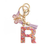PINK SNOWFLAKE LETTER BUTTERFLY KEYCHAIN_CWMM6865