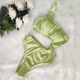 SOLID COLOR ONE SHOULDER SEXY ONE PIECE SWIMSUIT_CWMW0159