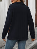 Solid-Color Lapel Button Long-Sleeved Sweatshirt
