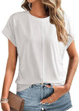 Womens Fashion Pleated Side Raglan Sleeve Tee