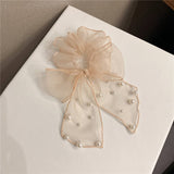SIMPLE MESH PEARL BEAD BOW HAIR ROPE_CWAHA1099