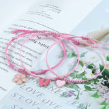 PINK FOUR LEAF CLOVER LOVE WOVEN BRACELET_CWAJE0732