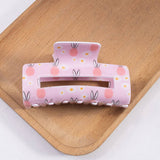 Cwaha1439_Bunny Head Print Rectangular Large Hair Claw Clip