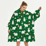 CHRISTMAS REINDEER FLANNEL HOODIE BLANKET GIFT_CWAHA6521