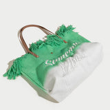 Women Monogram Tassel Beach Bag Tote Bag_Cwab1905