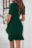 Solid Color Temperament Slim Wrap Buttock Dress_Cwdsd2820
