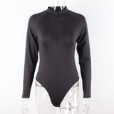 Solid-Color Round-Neck Semi-Cardigan Jumpsuit