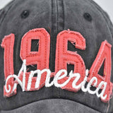 1964 EMBROIDERED AMERICA BASEBALL CAP WATER WASH CWAH1378