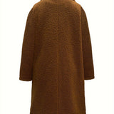 Warm Long Coat With Large Lapel Fur