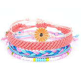 SUNFLOWER DAISY MIXED COLOR WOVEN BRACELET_CWAJE0717
