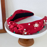Christmas Pearl Satin Knot Headband Wide_Cwaha07596