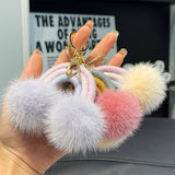 RAINBOW SMALL CLOUD FUR BALL CAR KEYCHAIN PENDANT_CWMM2547