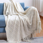 KNITTED TASSEL THIN BLANKET SOFA BLANKET_CWMM0183