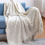 KNITTED TASSEL THIN BLANKET SOFA BLANKET_CWMM0183