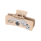 Western Cowboy Style Cactus Leather Hairclaw Clips_Cwasc1616