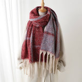 MINIMALIST GRID SCARF SHAWL WITH WARM TEXTURE_CWASC2771