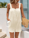 Textured Solid Pocketed Sleeveless Romper
