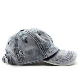 Cwah3203_Distressed White Solid Denim Visor Baseball Cap
