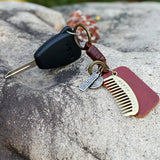 SIMPLE BRAIDED ALLOY COMB COWHIDE KEYCHAIN_CWMM4719