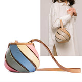 CYLINDRICAL CONTRASTING COLOR PATCHWORK BUCKET BAG_CWAB1929
