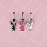 BUNNY PLAYBOY CZ BELLY BUTTON PIERCING_CWMM9238