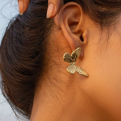 BUTTERFLY GOLD VINTAGE HOLLOW EARRINGS_CWAJE1378