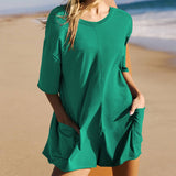 Solid Color Personality Backless Jumpsuit