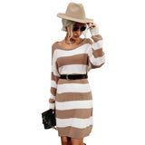 Striped Turtleneck Sweater Dress
