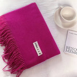 COLORBLOCK TASSEL SCARF THICK WRAP FOR STUDENTS_CWASC2281