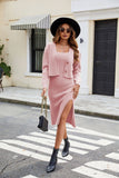 Solid Color Halter Dress Cardigan Two-Piece Set