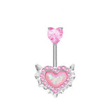 HEART OPAL ZIRCON BELLY BUTTON RING_CWMM9464