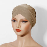 FASHION CRYSTAL LINEN TWO LAYER CROSS HEADSCARF_CWASC2458