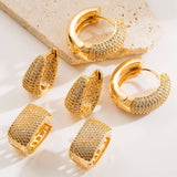 U-Shaped Starry Hoop Earrings Gold-Plated Brass_Cwmm8535