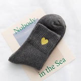 Winter Heart Embroidery Warm Terry Socks_Cwms1002