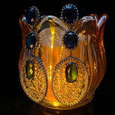 HOLLOW DARK BLUE CZECH DIAMOND EARRINGS_CWAJE1115